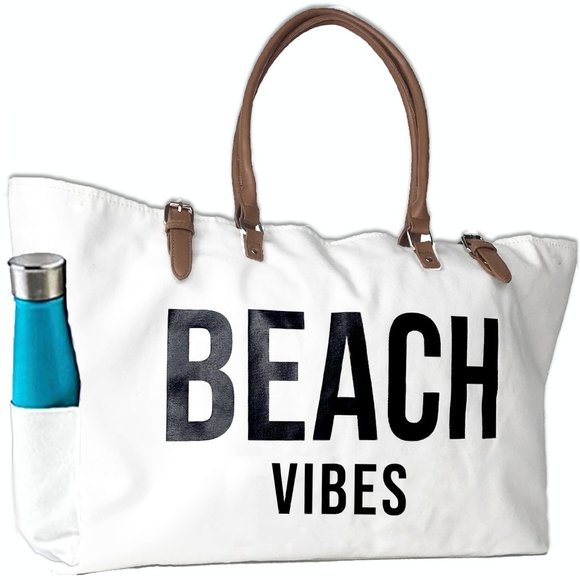 KEHO "Beach Vibes" Beach Bag (White) - Picture 3 of 12